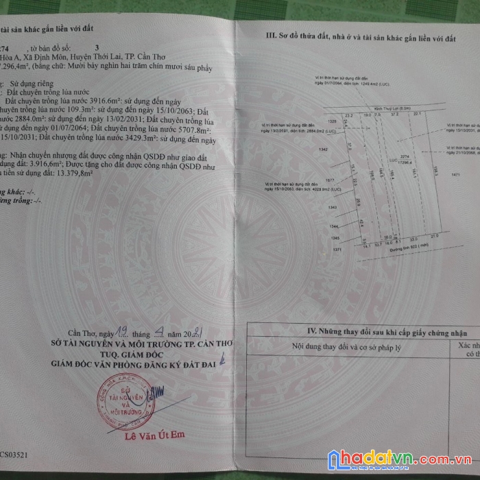 Cần bán gấp lô đất vị trí đẹp - đắc địa tại thới lai – cần thơ