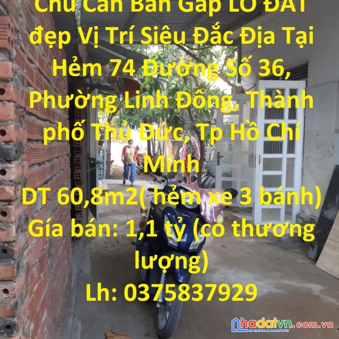 Chủ cần bán gấp lô đất đẹp vị trí siêu đắc địa tại tp thủ đức-tp hcm