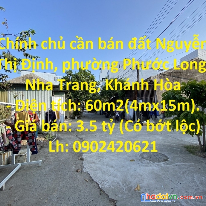 Chính chủ cần bán đất nguyễn thị định, phường phước long, nha trang, khánh hòa