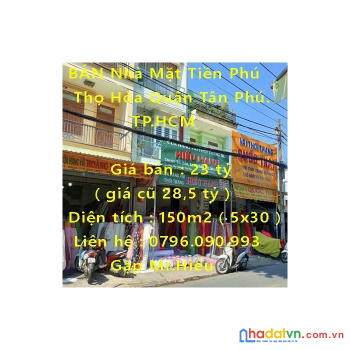 Bán nhà mặt tiền phú thọ hòa- con đường tơ lụa phường phú thọ hòa, quận tân phú.