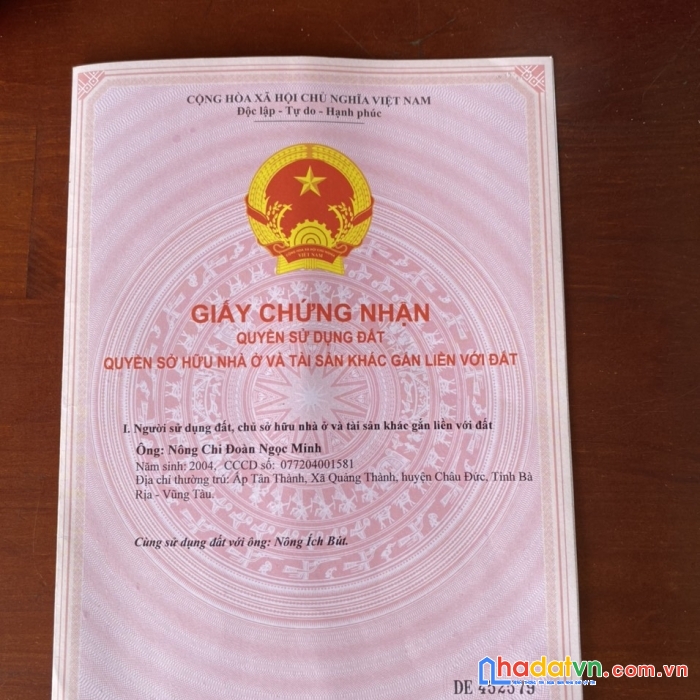 Sở hữu ngay lô đất đẹp tại ấp tân thành, xã quảng thành, huyện châu đức, tỉnh bà rịa – vũng tàu.