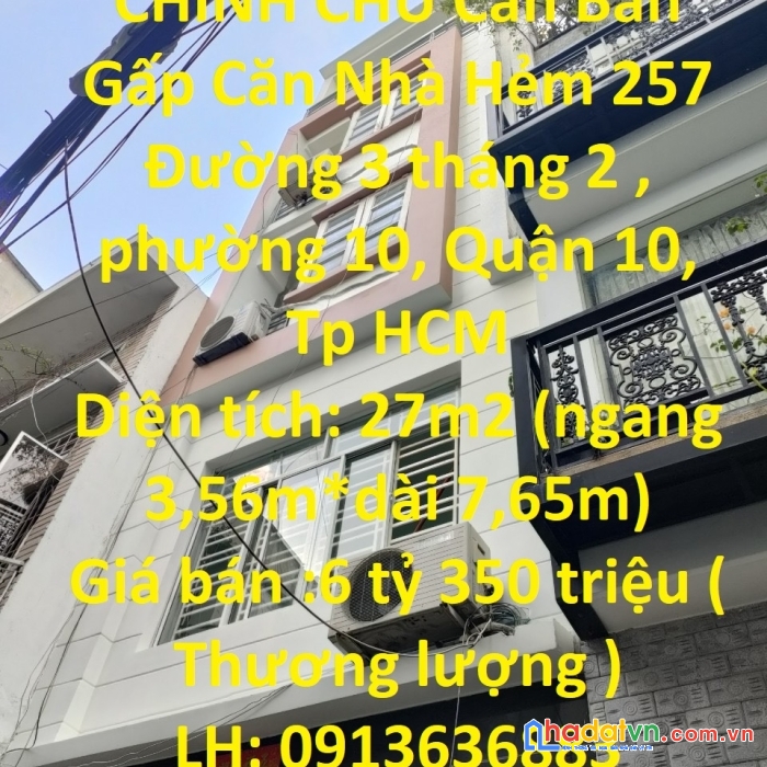 Chính chủ cần bán gấp căn nhà hẻm ở trung tâm q.10