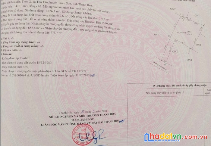 Bán lô đất chính chủ tại xã thọ tân, triệu sơn, thanh hóa