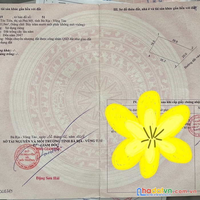 Chính chủ cần bán gấp lô đất 2 mặt tiền tx. phú mỹ