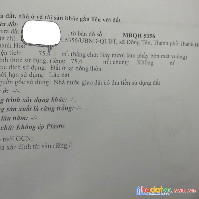 Chính chủ cần bán nhanh lô đất tại đông tân - thanh hóa