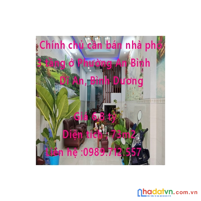 Chính chủ cần bán nhà phố 3 tầng ở phường an bình, dĩ an, bình dương.