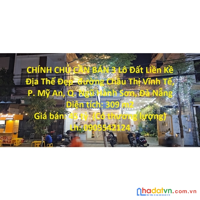 Chính chủ cần bán 3 lô đất liền kề địa thế đẹp đường châu thị vĩnh tế - tp đà nẵng