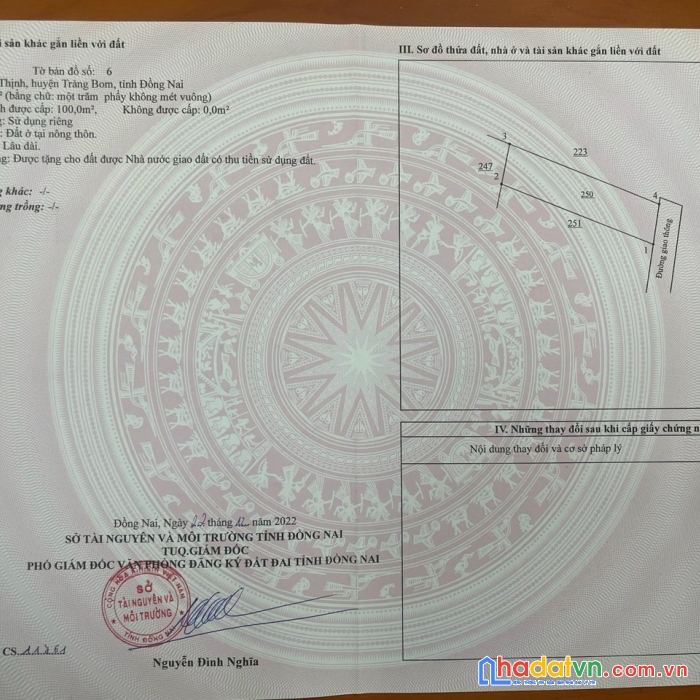 Đất thổ cư tại hưng thịnh, trảng bom