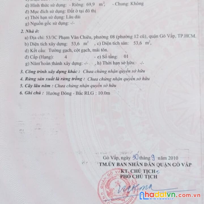 Chính chủ bán nhà cấp 4 tại 32/26 đường phạm văn chiêu, phường 8, quận gò vấp, tp.hcm