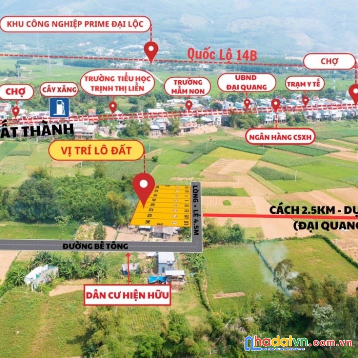 Giá siêu lời - đất  gần chợ phú hường, kcn 700 ha