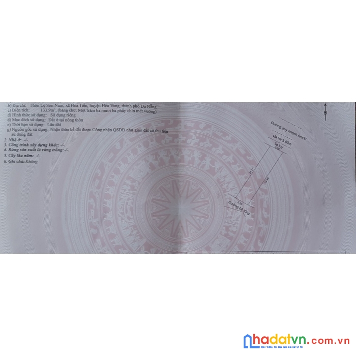 .đất lệ sơn hoà tiền, đường quy hoạch 5m, 134m2 ngang 5.5, 1.x tỷ