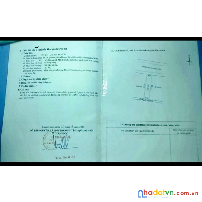 Bán đất khu 7b quảng nam