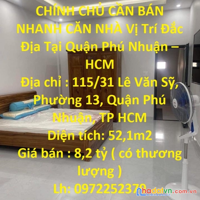 Chính chủ cần bán nhanh căn nhà vị trí đắc địa tại quận phú nhuận – hcm