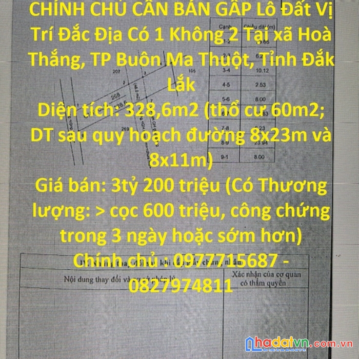 Chính chủ cần bán gấp lô đất vị trí đắc địa có 1 không 2 tại xã hoà thắng
