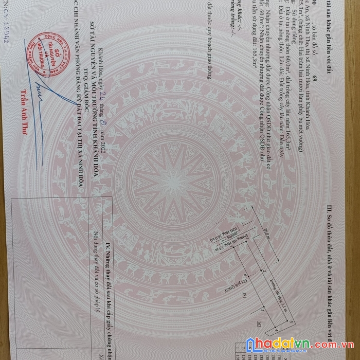 Bán lô đất thổ cư thôn lạc an xã ninh thọ thị xã ninh hòa thuộc nam vân phong