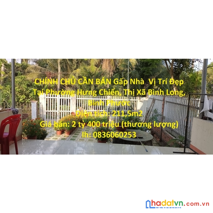 Chính chủ cần bán gấp nhà  vị trí đẹp tại phường hưng chiến, thị xã bình long, bình phước