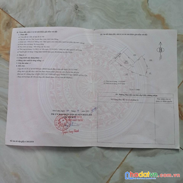 Chính chủ kẹt tiền cần bán gấp lô đất mặt tiền âu cơ ngay lộc tân - bảo lâm - lâm đồng