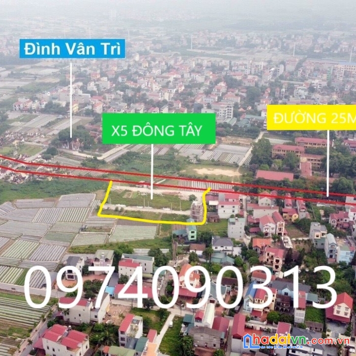 Bán đất đấu giá x5 thôn đông tây, xã vân nội, đông anh.