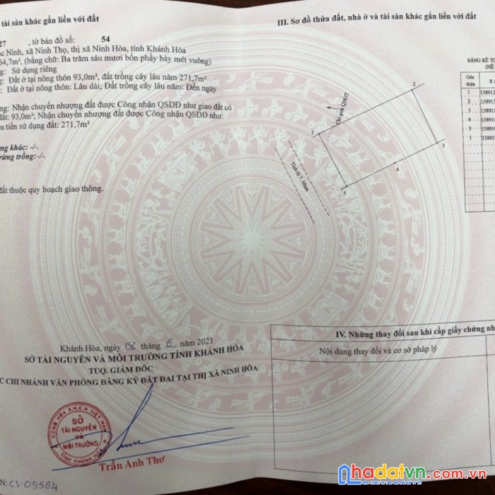 Bán lô đất mặt tiền đường dt7 thôn lạc ninh xã ninh thọ thị xã ninh hòa nam vân phong