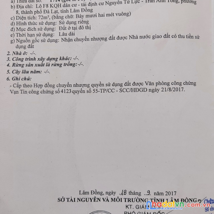 Chính chủ cần bán lô đất tại thành phố đà lạt tỉnh lâm đồng