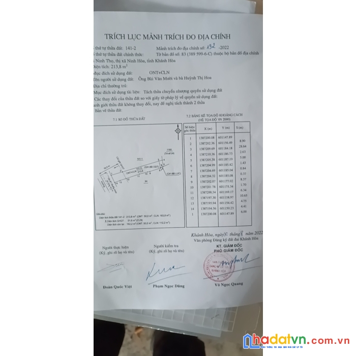 Bán lô đất mặt tiền dt7 thôn ninh điền xã ninh thọ thị xã ninh hòa nam vân phong