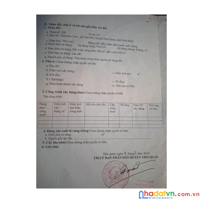 Chính chủ cần bán mảnh đất tại văn phú, nho quan, ninh bình.