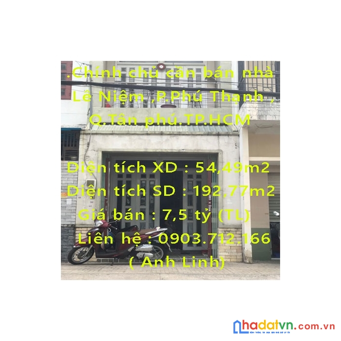 .chính chủ cần bán nhà lê niệm ,phú thạnh ,tân phú.tp.hcm
