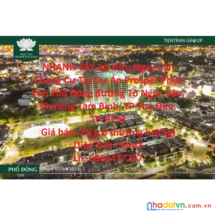 Nhanh tay sở hữu ngay căn chung cư tại dự án prosper phúc yên phố đông