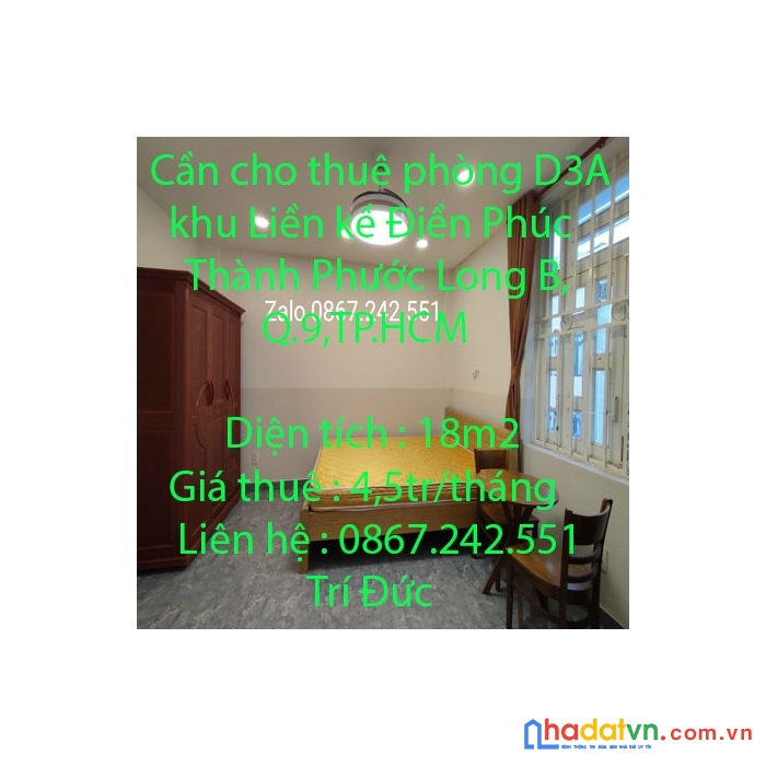 Cần cho thuê phòng d3a khu liền kề điền phúc thành phước long b,q.9,tp.hcm