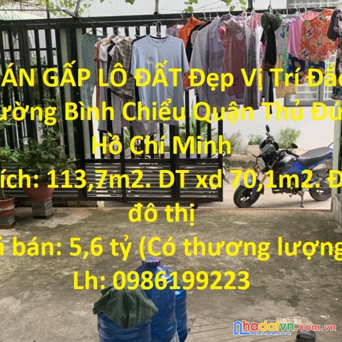 Cần bán gấp lô đất đẹp vị trí đắc địa tại phường bình chiểu quận thủ đức, tp hồ chí minh