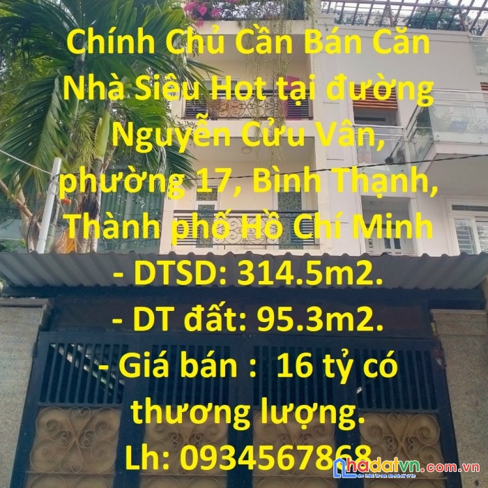 Chính chủ cần bán căn nhà siêu hot tại quận bình thạnh, tphcm