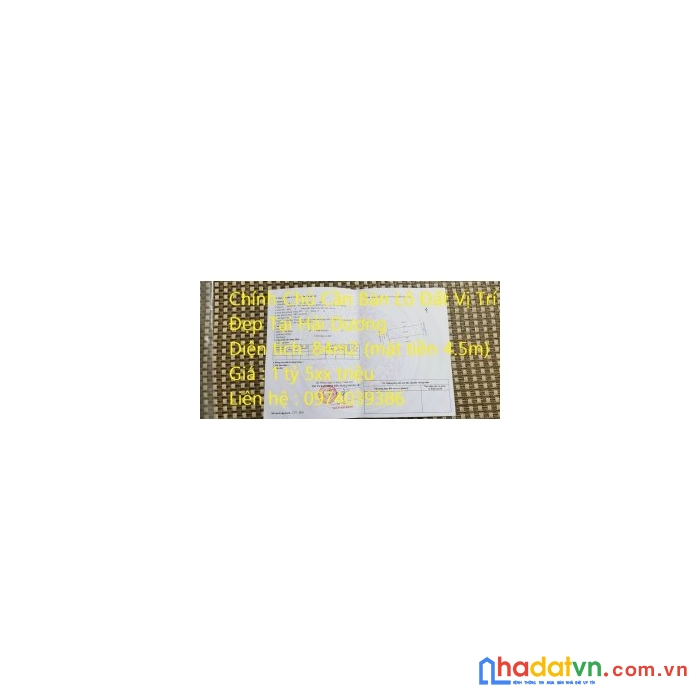 Chính chủ cần bán lô đất vị trí đẹp tại hải dương