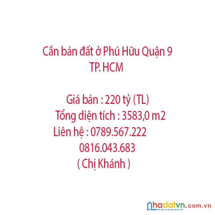 Cần bán đất ở phú hữu quận 9 thành phố hcm