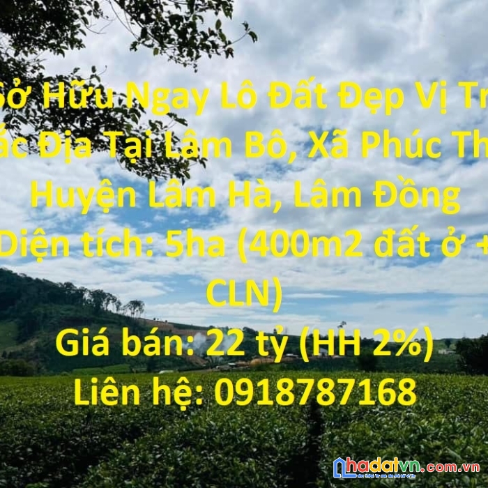 Sở hữu ngay lô đất đẹp vị trí đắc địa tại lâm bô, xã phúc thọ, huyện lâm hà, lâm đồng