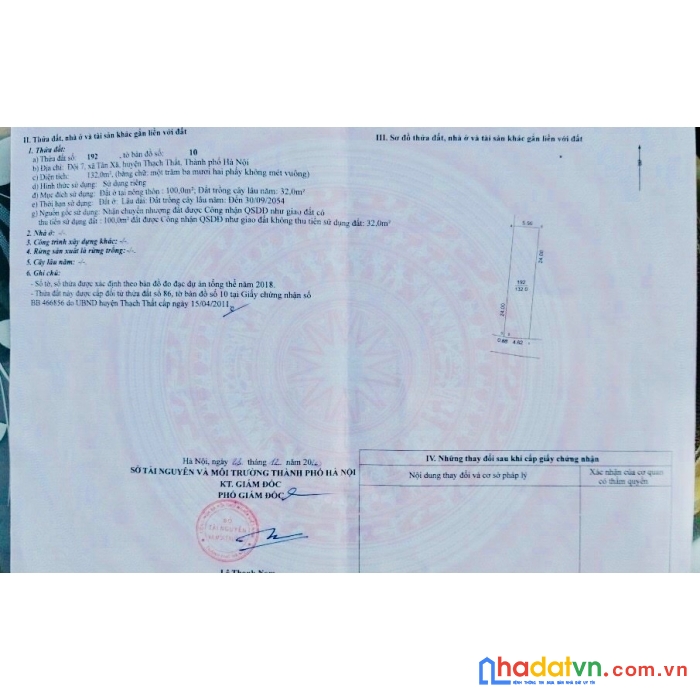 Chính chủ bán đất 132m trục chính thôn 7 tân xã