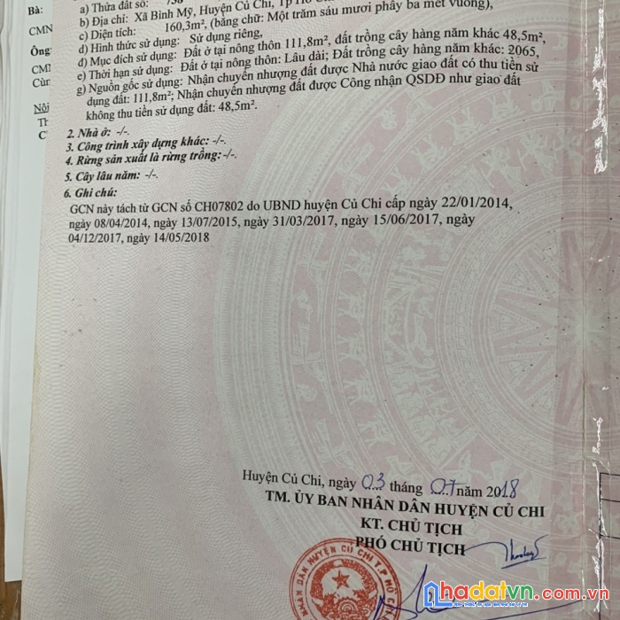 Chính chủ bán nhanh lô đất đẹp vị trí đắc địa tại củ chi