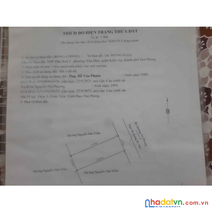 Chính chủ cần bán nhanh mảnh đất tại ngõ 14 đường tô phong, phường nam sơn, kiến an, hải phòng.