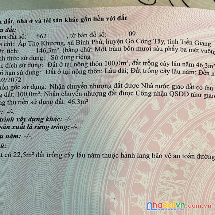 Chính chủ bán nhanh lô đất đẹp vị trí đắc địa tại gò công tây - tiền giang