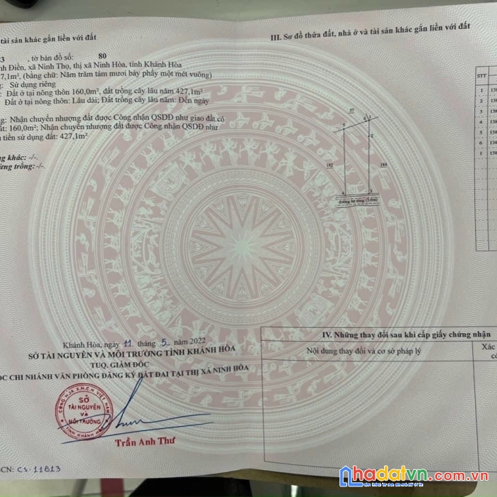 Đất ninh thọ,ninh hòa 587m2 giá 2,1 tỷ tách đôi ok