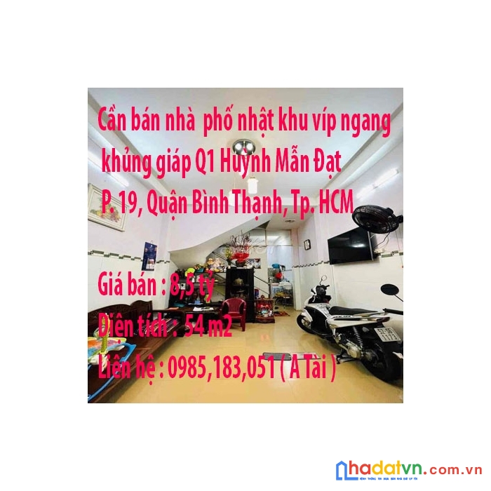 Cần bán nhà  phố nhật khu víp ngang khủng giáp q1 huỳnh mẫn đạt phường 19, quận bình thạnh, tp hồ