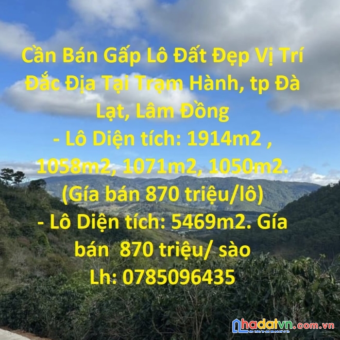Cần bán gấp lô đất đẹp vị trí đắc địa tại trạm hành, tp đà lạt, lâm đồng