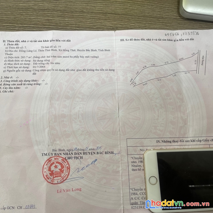 Chính chủ cần bán nhanh đất vị trí đẹp tại xã hồng thái, huyện bắc bình, bình thuận