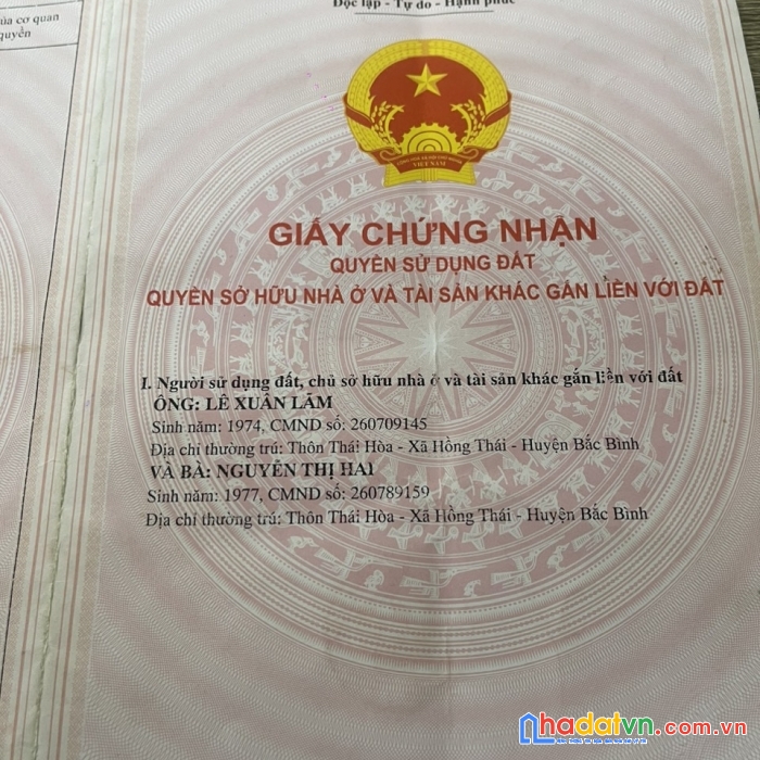 Chính chủ cần bán nhanh đất vị trí đẹp tại xã hồng thái, huyện bắc bình, bình thuận