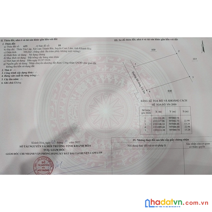 Cần bán gấp lô đất đẹp trong vài ngày vị trí đắc địa tại xã cam thành bắc, huyện cam lâm, khánh hòa