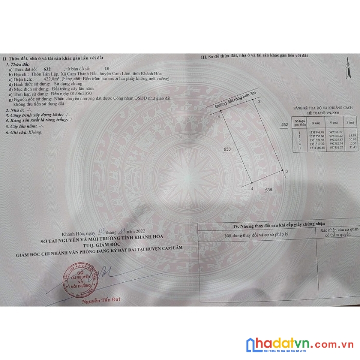 Cần bán gấp lô đất đẹp trong vài ngày vị trí đắc địa tại xã cam thành bắc, huyện cam lâm, khánh hòa