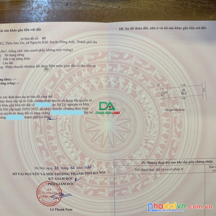 Bán 80m đất đấu giá x2 sơn du nguyên khê – giá rẻ nhất khu