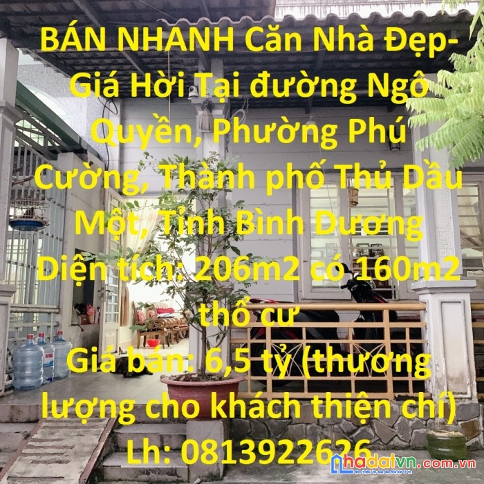 Bán nhanh căn nhà đẹp- giá hời tại phường phú cường, tp thủ dầu một