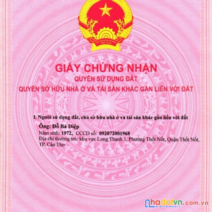 Chính chủ bán nhanh lô đất đẹp - giá ưu đãi tại quận thốt nốt, tp. cần thơ.