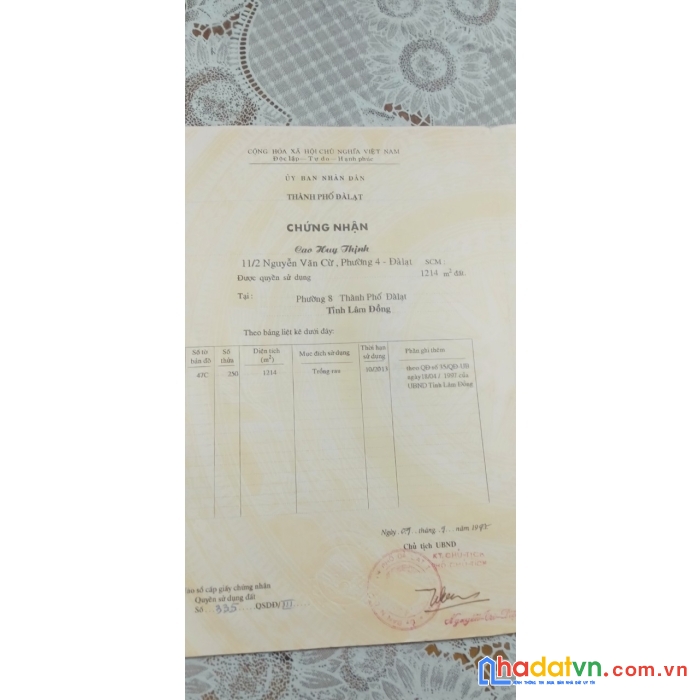 Bán nhanh đất vị trí đẹp tại phường 8, tp đà lạt