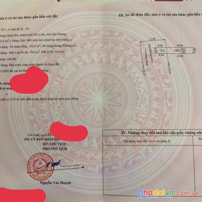 Chính chủ cần bán nhanh lô đất đẹp vị trí đắc địa tại chí linh-hải dương